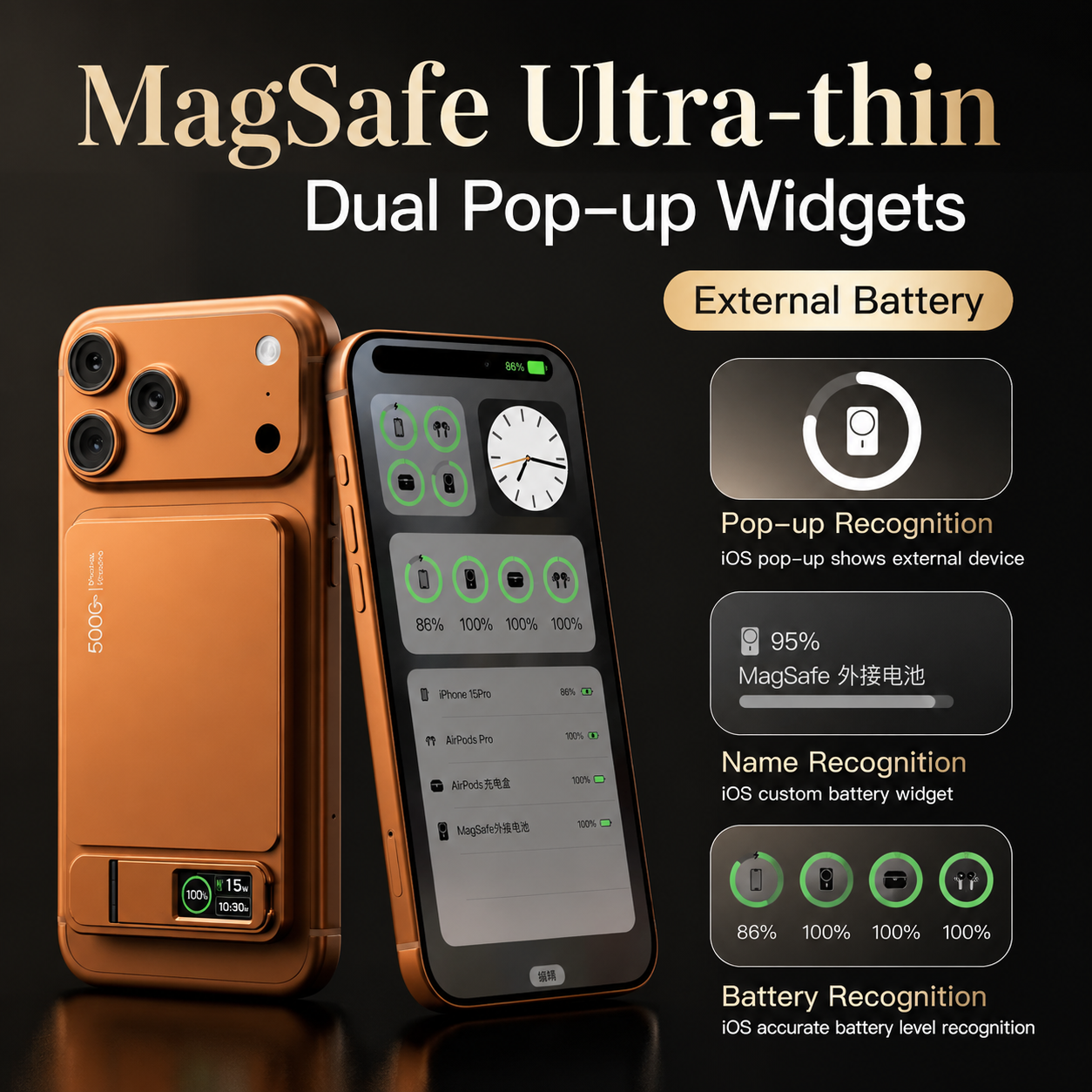 Premium Magnetic Wireless Power Bank Portable Charger Fast Charging MagSafe Compatible Digital Display Phone Stand