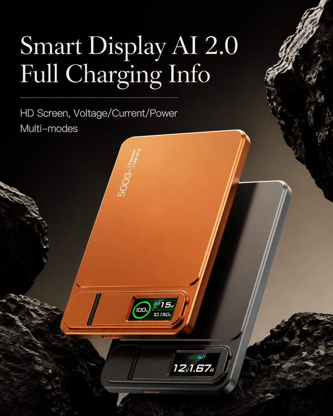 Premium Magnetic Wireless Power Bank Portable Charger Fast Charging MagSafe Compatible Digital Display Phone Stand