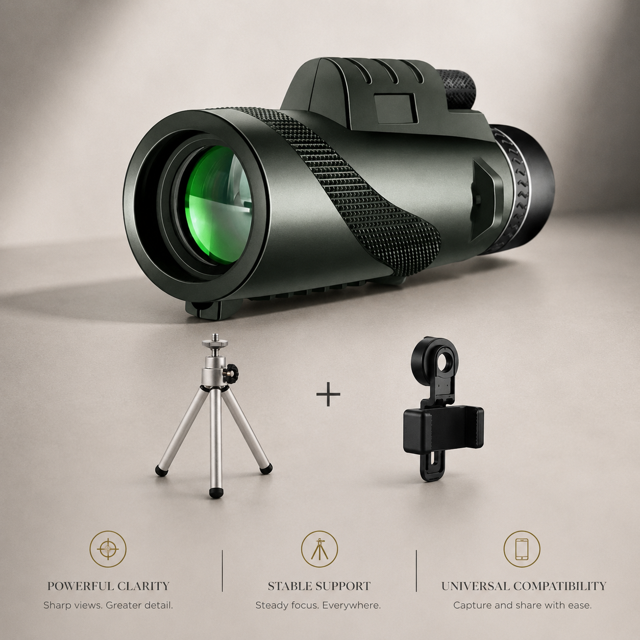 Premium Monocular Telescope HD Zoom Long Range Viewing Portable Folding Outdoor Travel Scope Smartphone Compatible