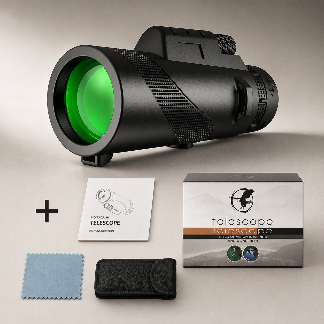 Premium Monocular Telescope HD Zoom Long Range Viewing Portable Folding Outdoor Travel Scope Smartphone Compatible