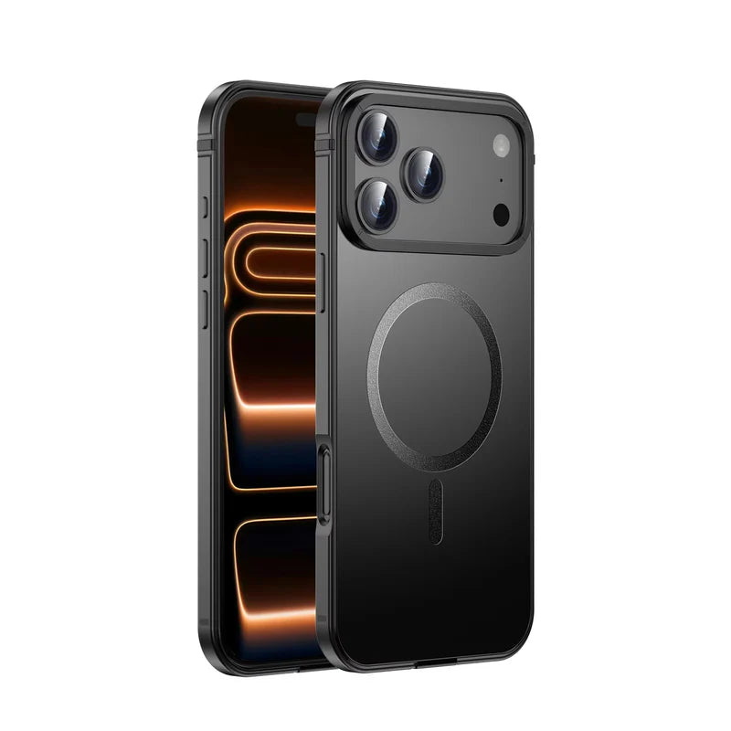 Premium iPhone Case MagSafe Compatible Orange Aluminum Alloy Cover Shockproof Matte Protection