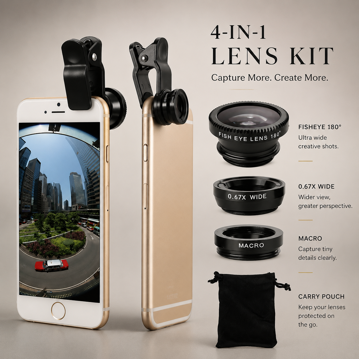 Premium Phone Camera Lens Kit 3 In 1 Fisheye Wide Angle Macro Clip On Smartphone Photography Lens Set