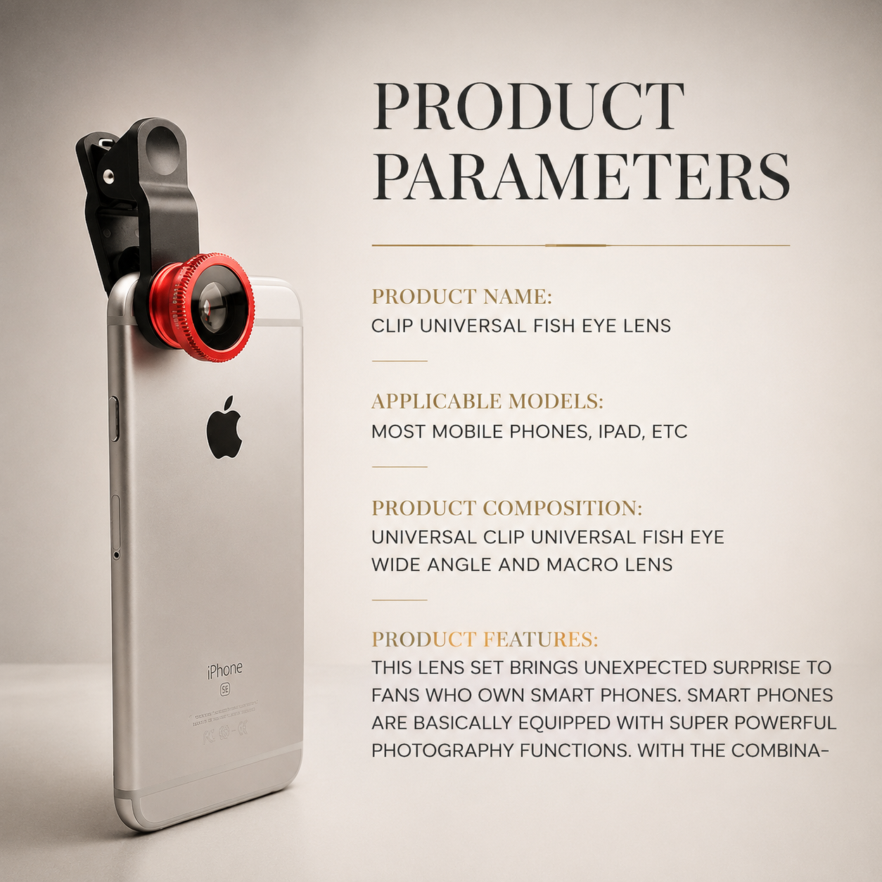 Premium Phone Camera Lens Kit 3 In 1 Fisheye Wide Angle Macro Clip On Smartphone Photography Lens Set