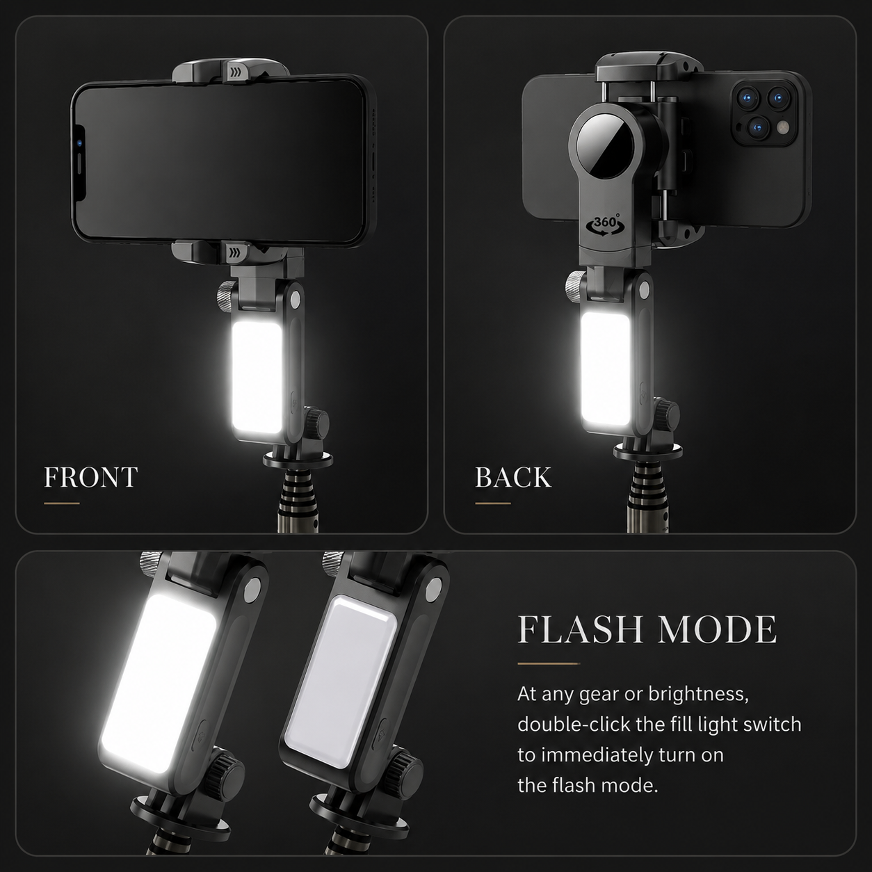 Premium Phone Gimbal Smartphone Stabilizer Selfie Stick Tripod Bluetooth Remote 360 Rotation Video Photography Holder