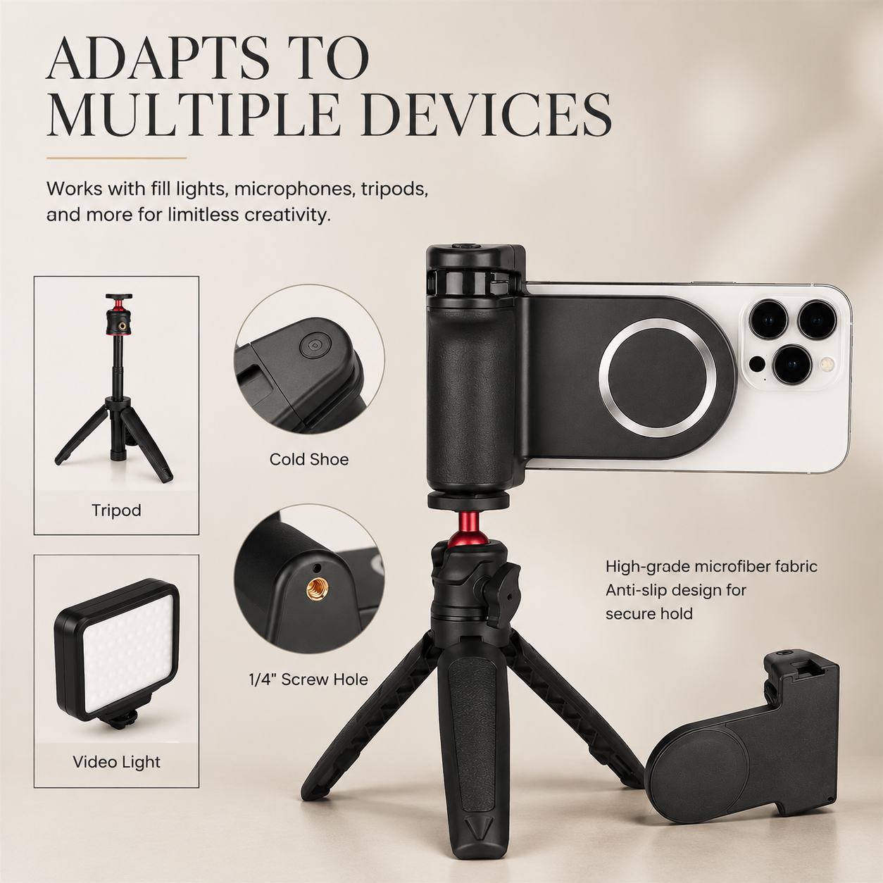 Premium Phone Holder MagSafe Compatible Magnetic Grip Bluetooth Remote Smartphone Mount Photography Video Recording Stand