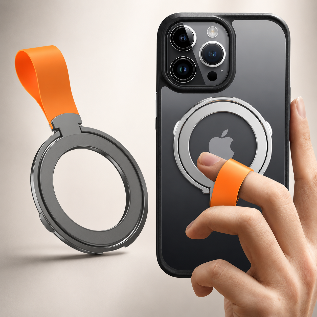 Premium Phone Ring Holder MagSafe Compatible Magnetic Grip Strap Stand Detachable Smartphone Finger Holder Secure Grip