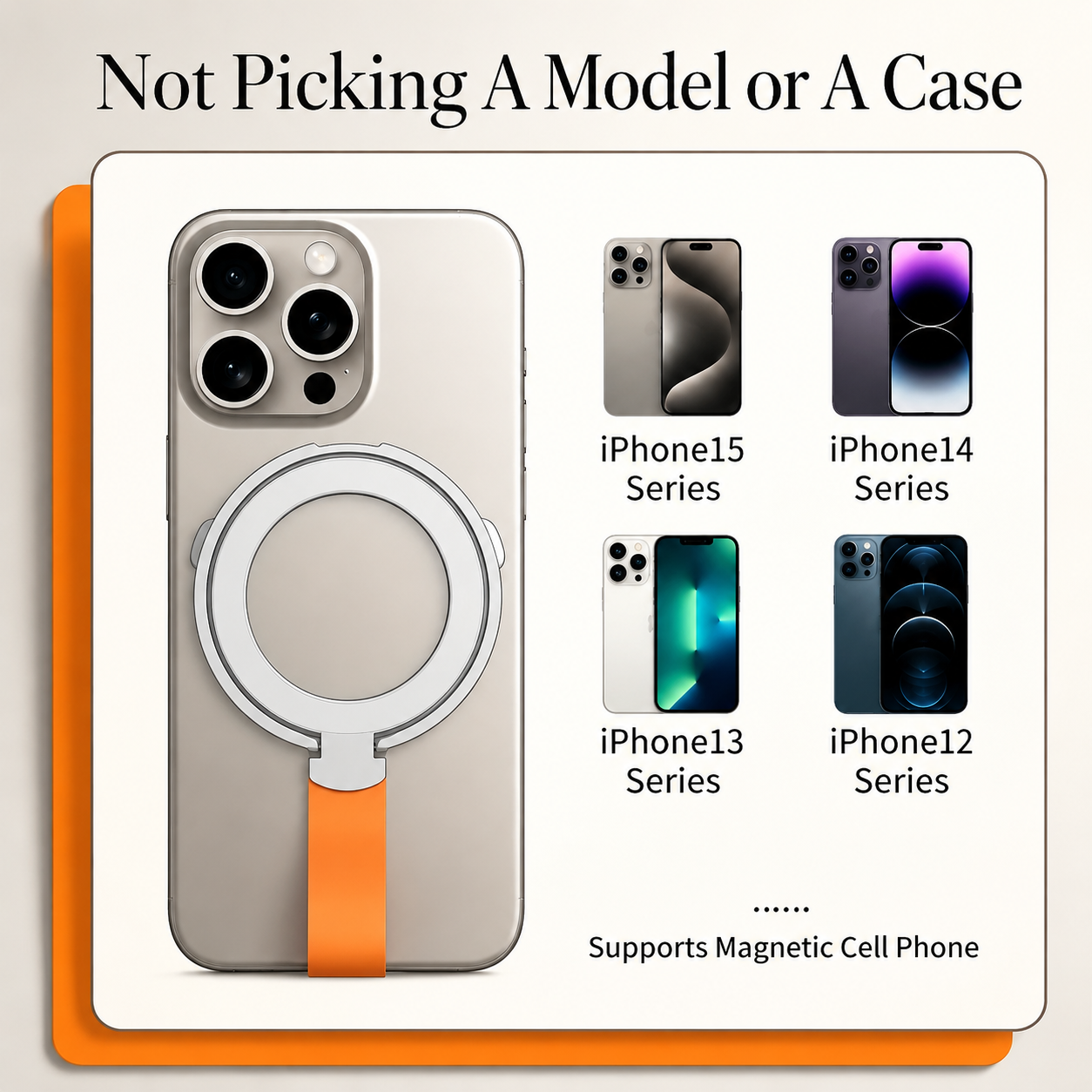 Premium Phone Ring Holder MagSafe Compatible Magnetic Grip Strap Stand Detachable Smartphone Finger Holder Secure Grip