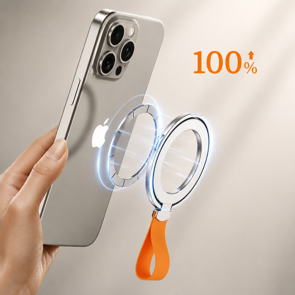 Premium Phone Ring Holder MagSafe Compatible Magnetic Grip Strap Stand Detachable Smartphone Finger Holder Secure Grip