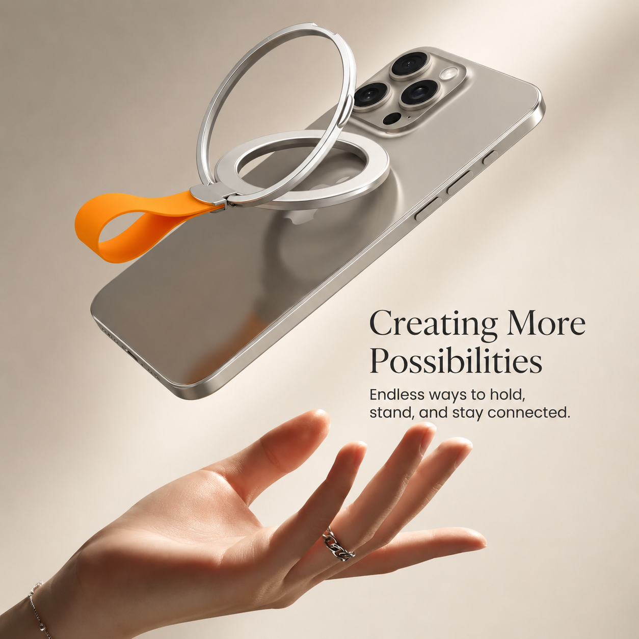 Premium Phone Ring Holder MagSafe Compatible Magnetic Grip Strap Stand Detachable Smartphone Finger Holder Secure Grip
