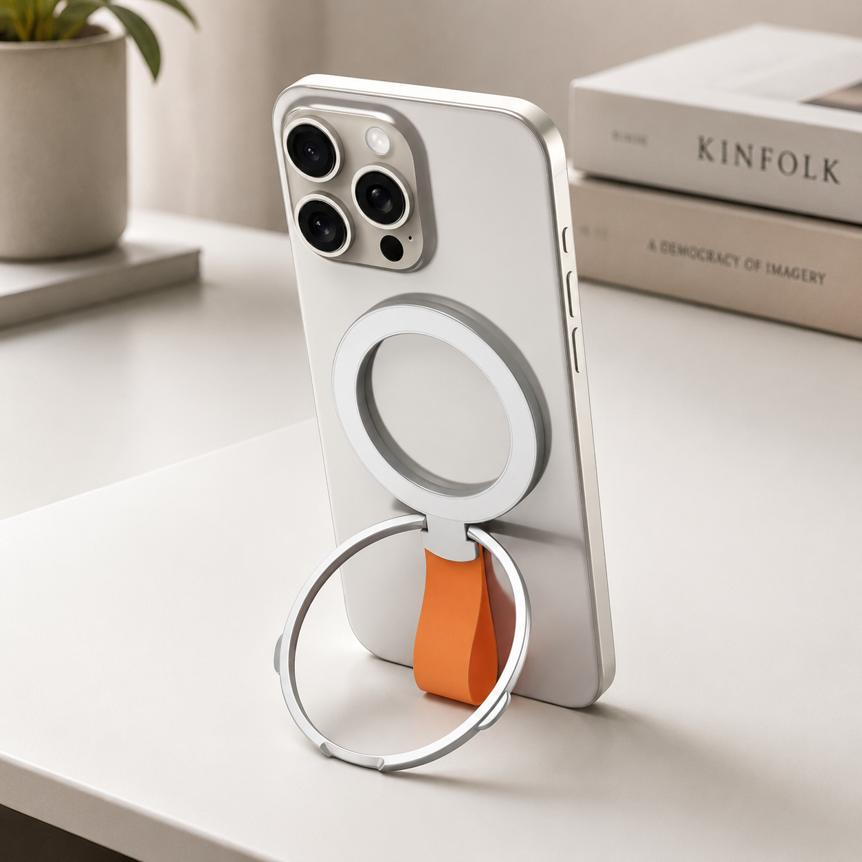 Premium Phone Ring Holder MagSafe Compatible Magnetic Grip Strap Stand Detachable Smartphone Finger Holder Secure Grip