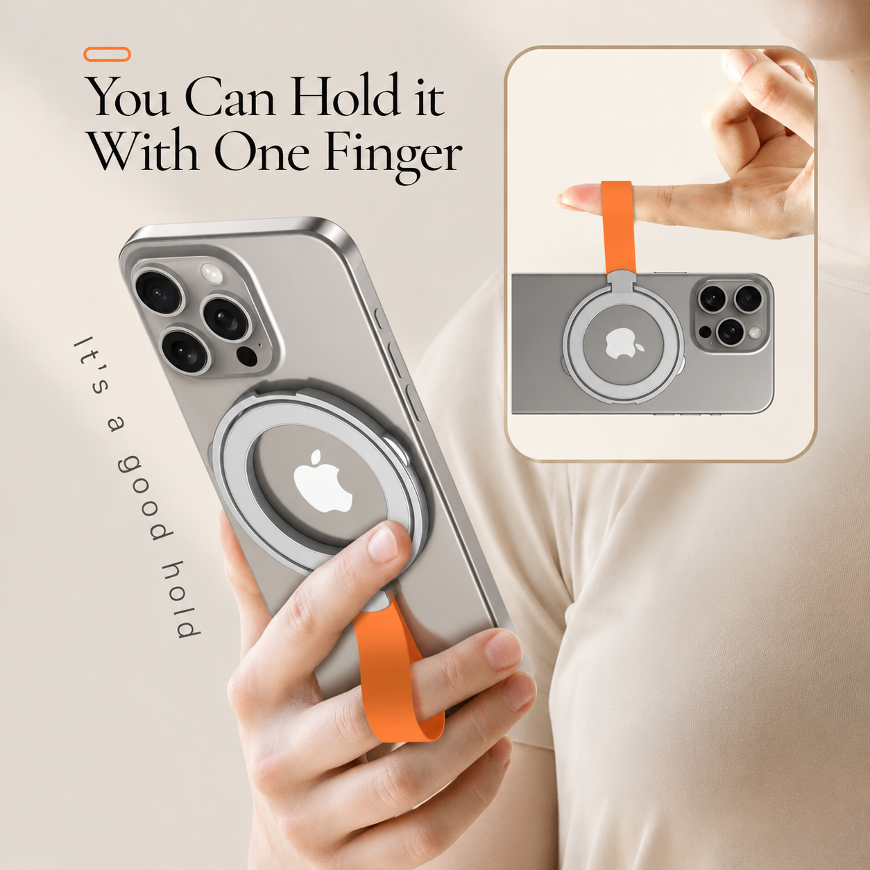 Premium Phone Ring Holder MagSafe Compatible Magnetic Grip Strap Stand Detachable Smartphone Finger Holder Secure Grip