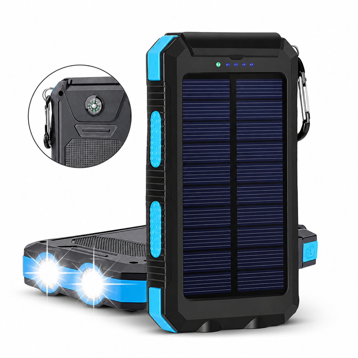 Premium Power Bank 20000mAh Solar Charger Fast Charging Portable Battery Pack LED Flashlight Travel Charger