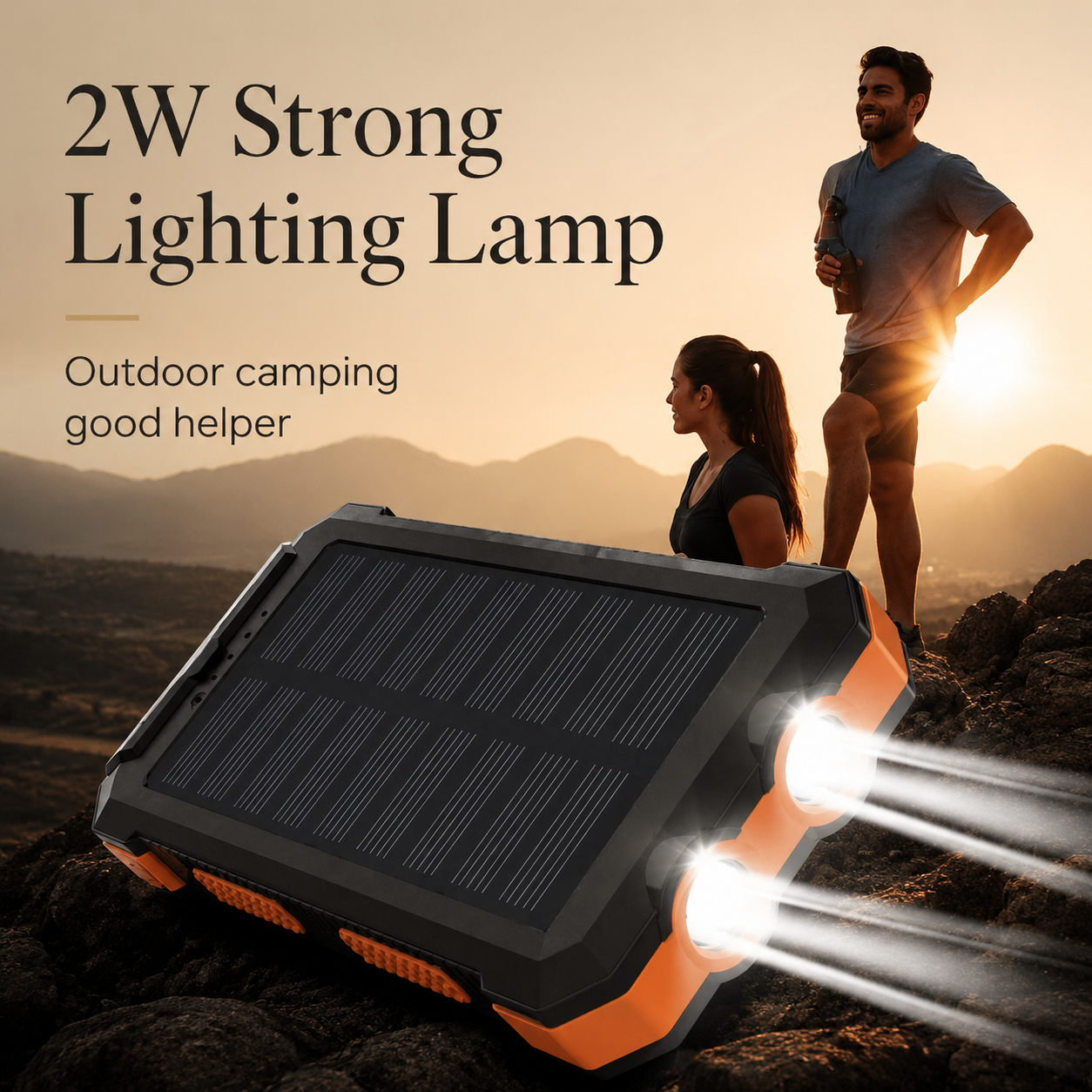 Premium Power Bank 20000mAh Solar Charger Fast Charging Portable Battery Pack LED Flashlight Travel Charger