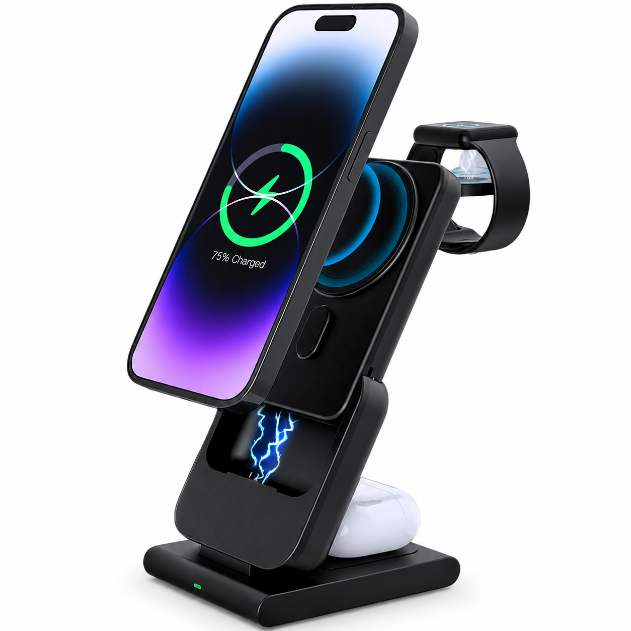 Premium Power Bank MagSafe Compatible 3 In 1 Wireless Charger Portable Magnetic Battery Smartphone Watch Earbuds Charging Station
