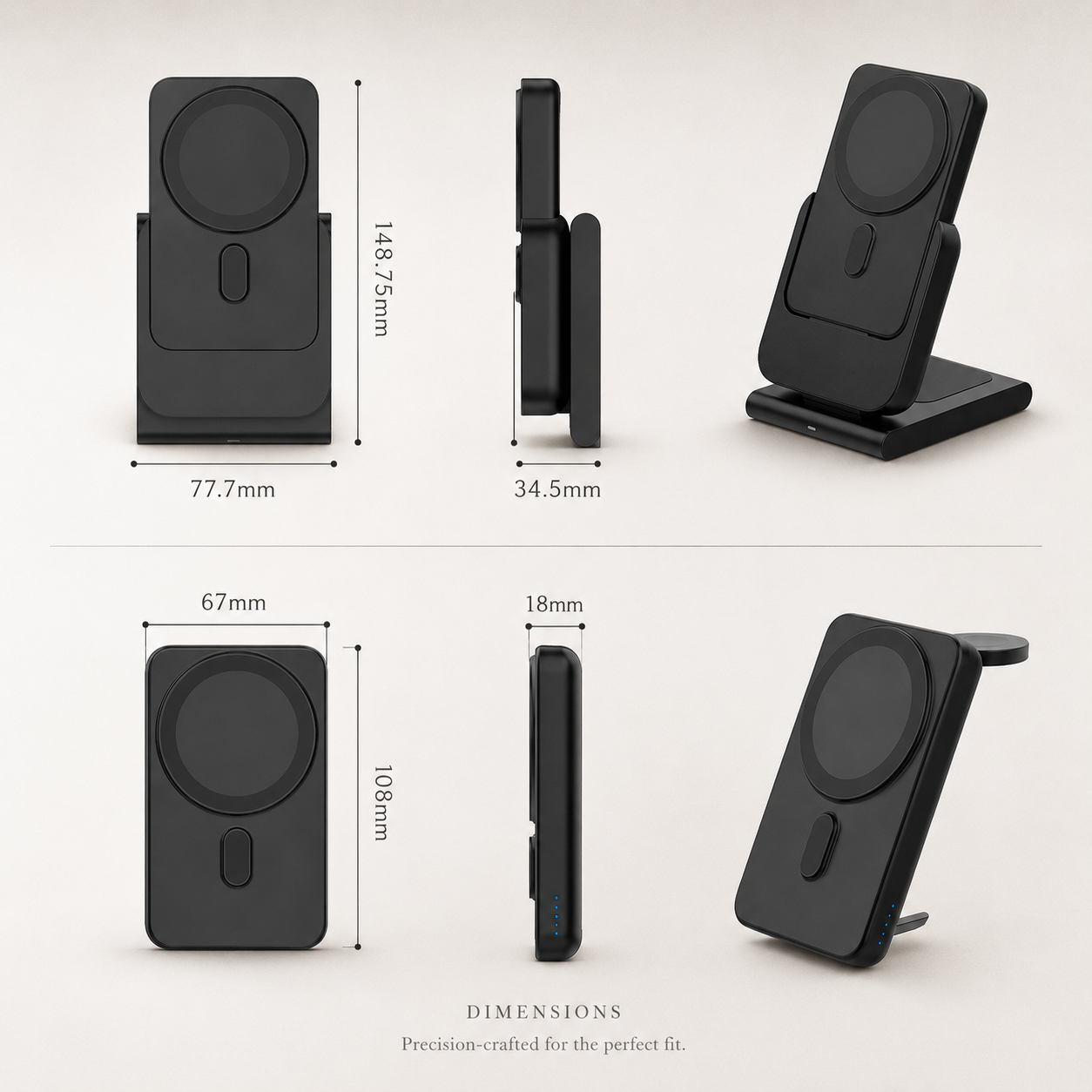 Premium Power Bank MagSafe Compatible 3 In 1 Wireless Charger Portable Magnetic Battery Smartphone Watch Earbuds Charging Station