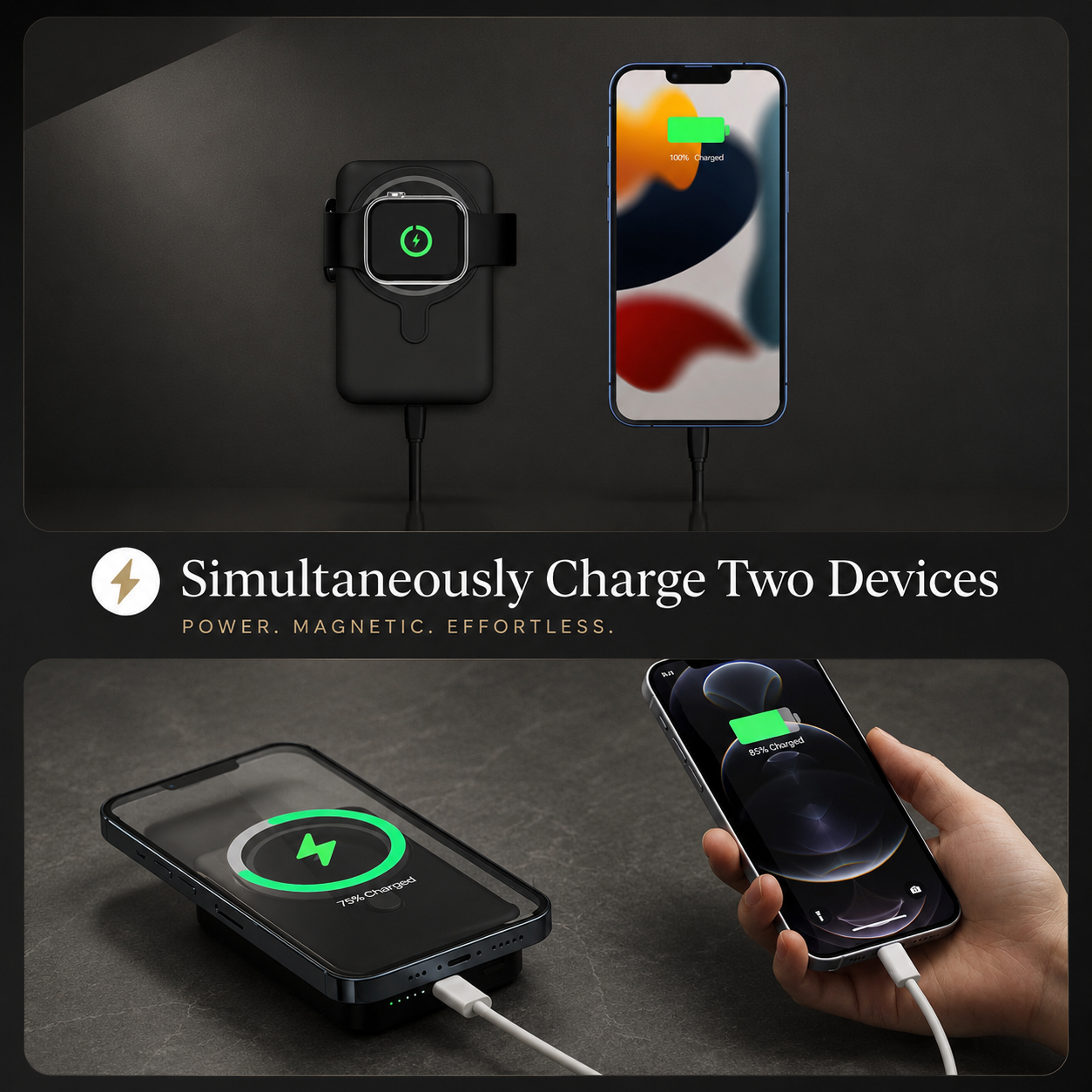 Premium Power Bank MagSafe Compatible Wireless Charger PD Fast Charging Portable Battery Pack Slim Magnetic Design