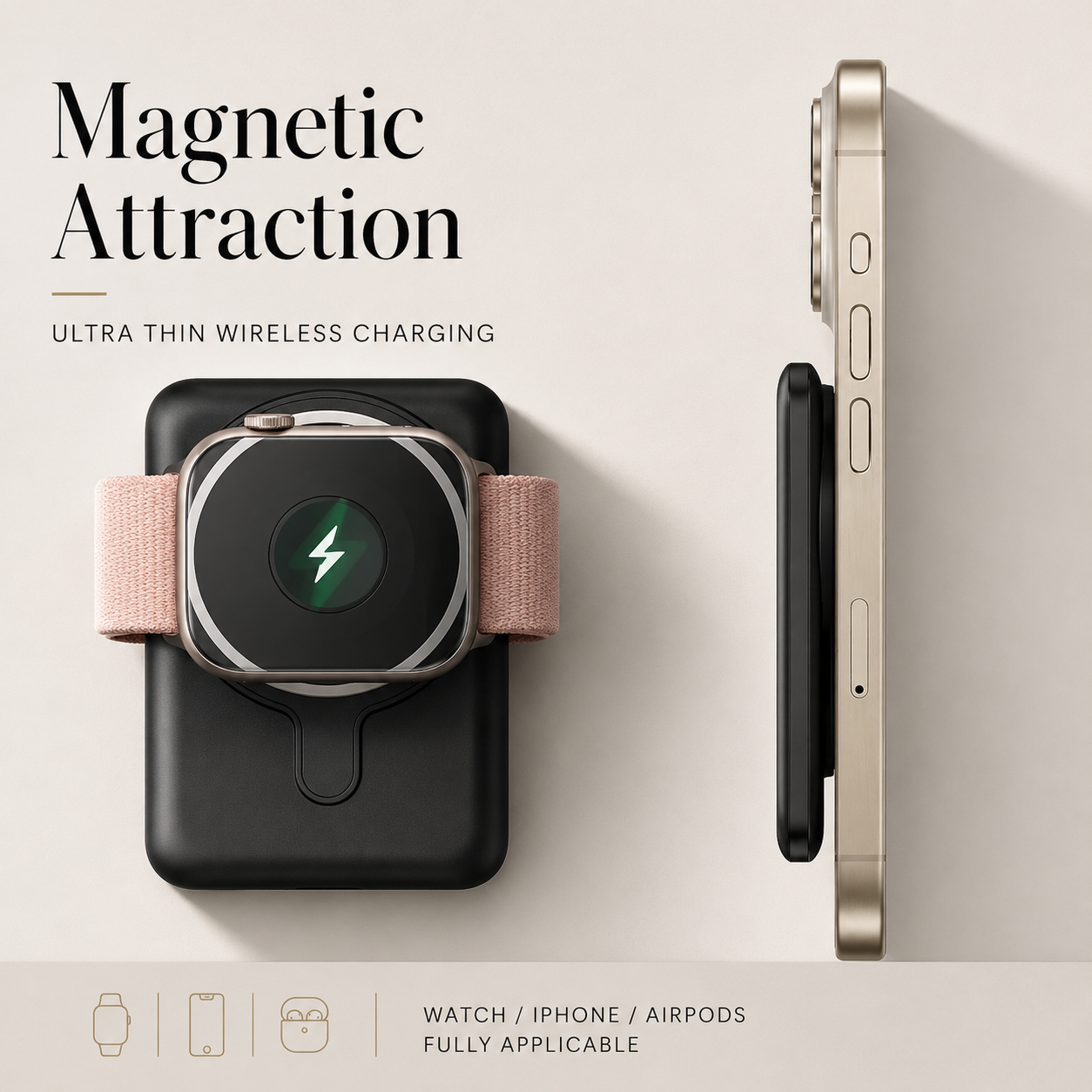 Premium Power Bank MagSafe Compatible Wireless Charger PD Fast Charging Portable Battery Pack Slim Magnetic Design