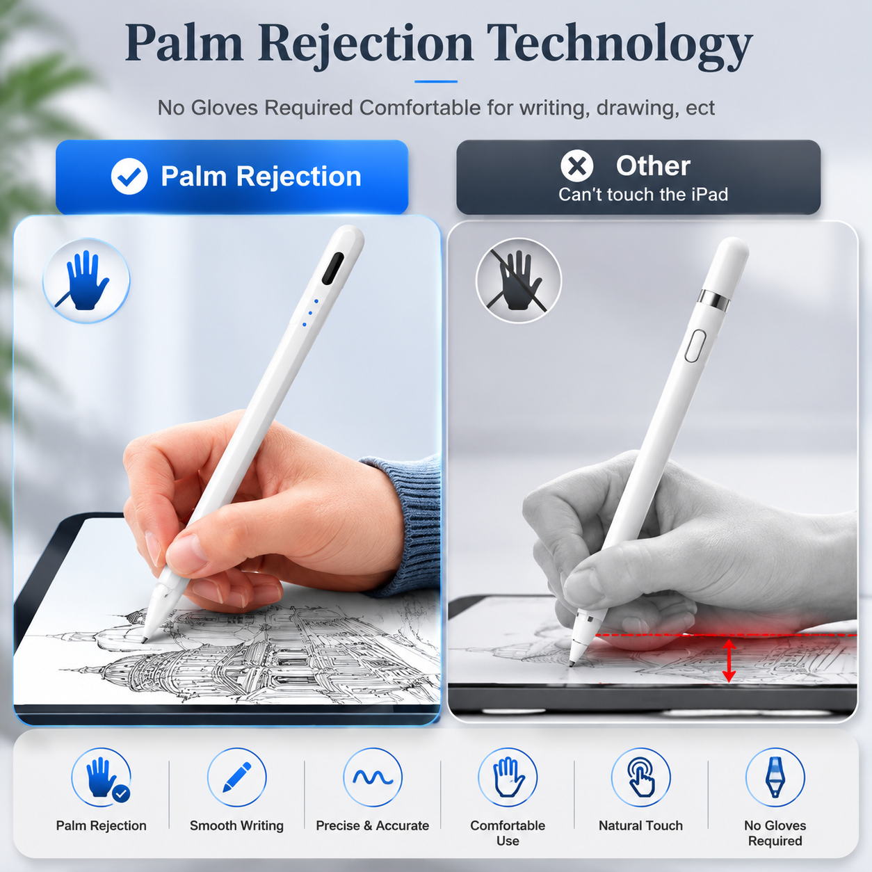 Premium Stylus Pen for Touchscreens Bluetooth Compatible Precision Tip Rechargeable Tablet Pencil Power Display Universal