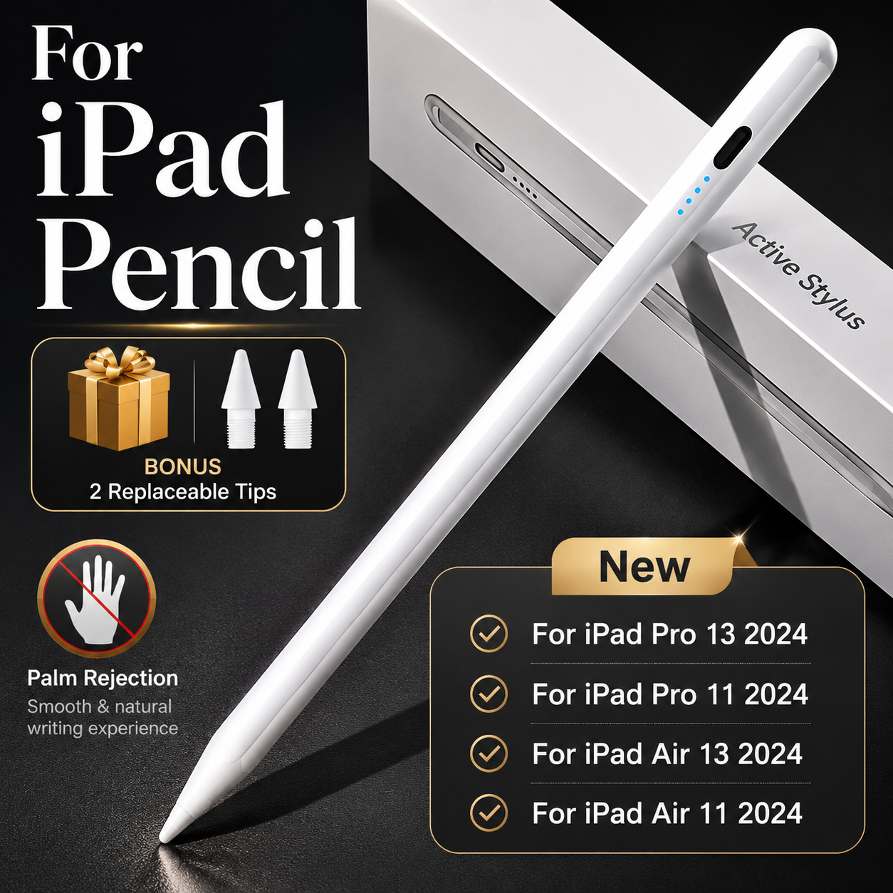 Premium Stylus Pen for Touchscreens Bluetooth Compatible Precision Tip Rechargeable Tablet Pencil Power Display Universal
