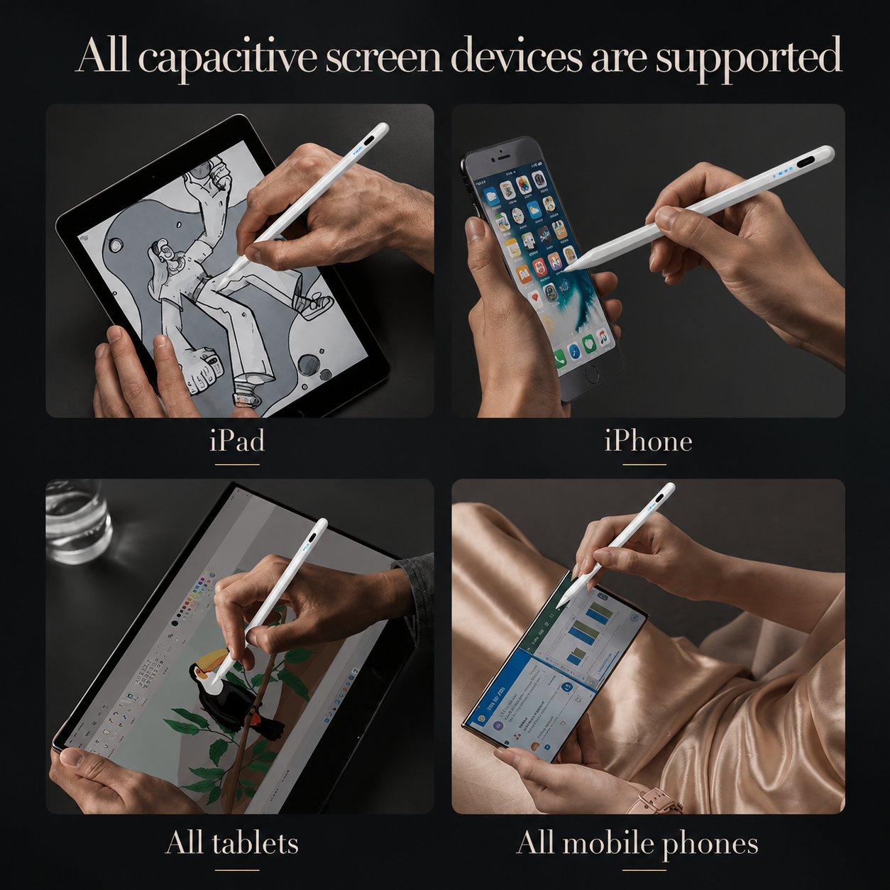 Premium Stylus Pen for Touchscreens Bluetooth Compatible Precision Tip Rechargeable Tablet Pencil Power Display Universal