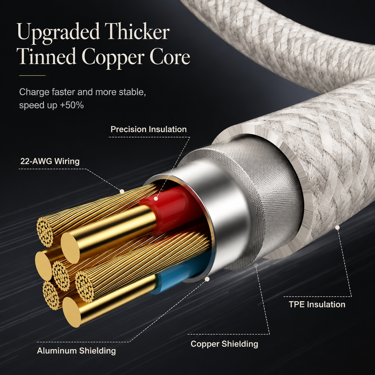 Premium USB-C to USB-C Charging Cable 100W Fast Charging Power Delivery High Speed Stable Power Transfer Durable Design