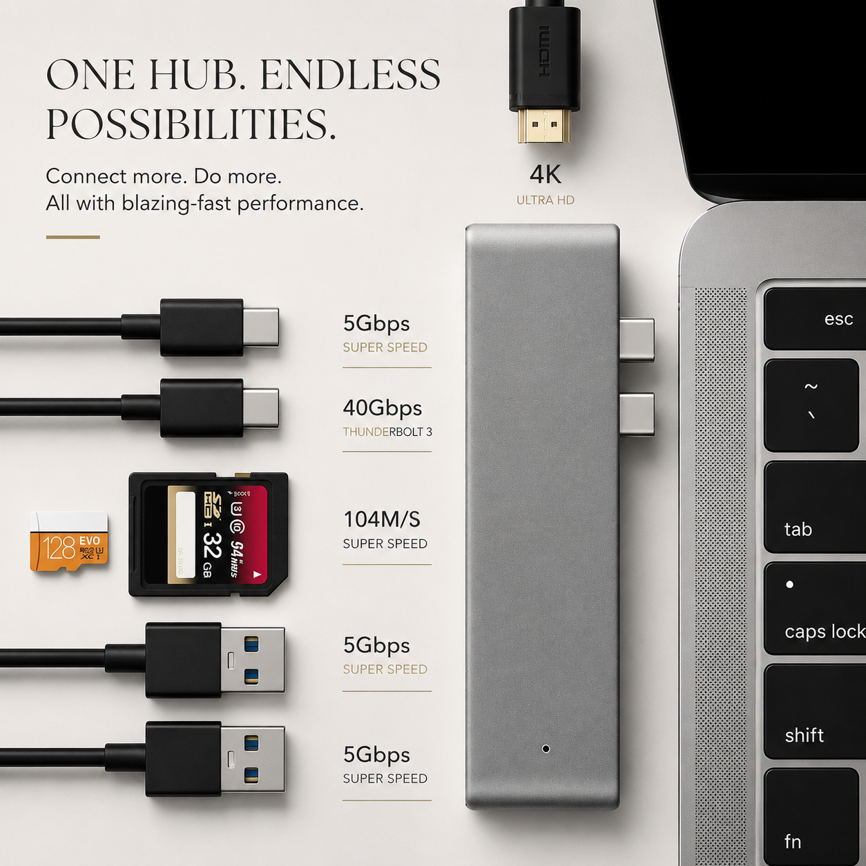 Premium USB C Hub HDMI 4K Adapter Thunderbolt Compatible USB 3 1 Multiport Dock PD Charging SD Reader Laptop Adapter