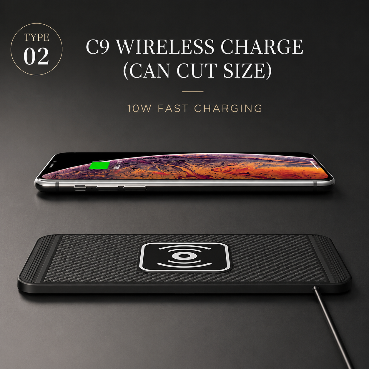 Premium Wireless Car Charger Fast Charging Anti Slip Silicone Pad Dashboard Charging Dock Smartphone Compatible