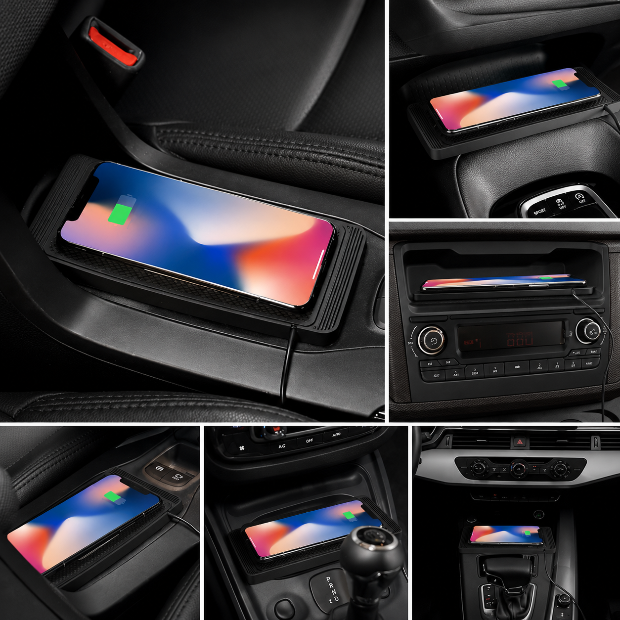 Premium Wireless Car Charger Fast Charging Anti Slip Silicone Pad Dashboard Charging Dock Smartphone Compatible