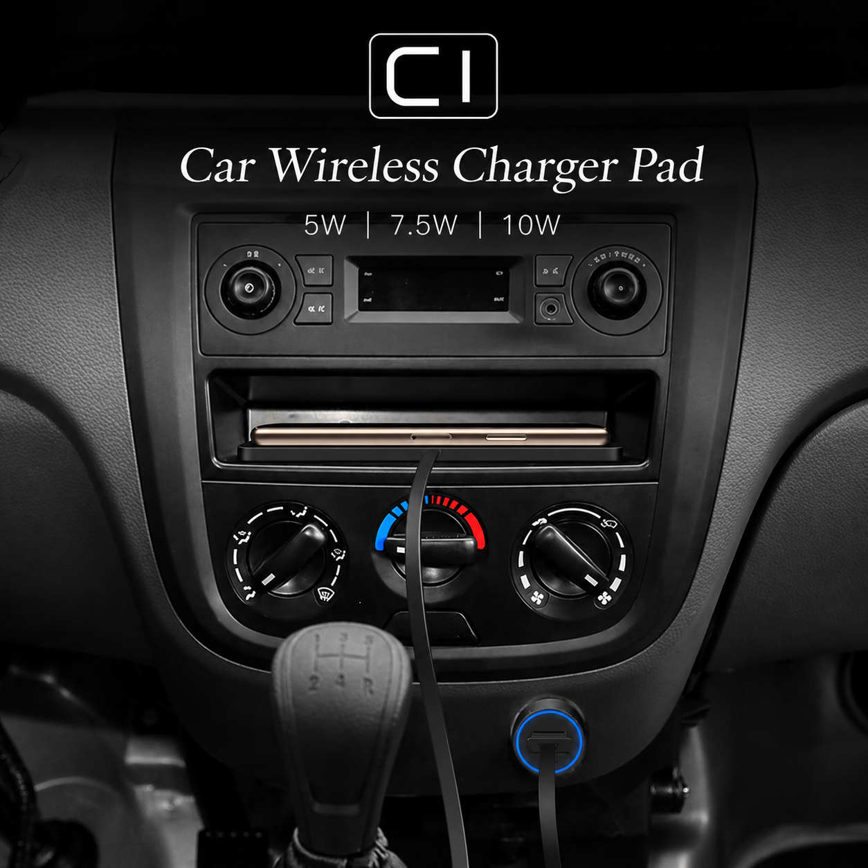 Premium Wireless Car Charger Fast Charging Anti Slip Silicone Pad Dashboard Charging Dock Smartphone Compatible