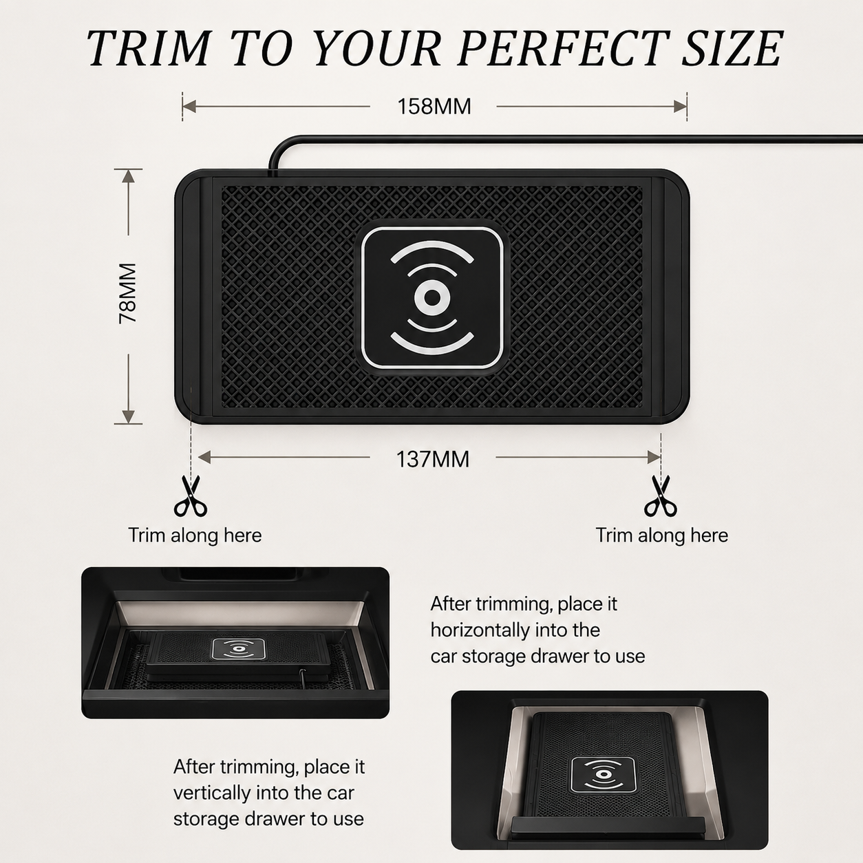 Premium Wireless Car Charger Fast Charging Anti Slip Silicone Pad Dashboard Charging Dock Smartphone Compatible
