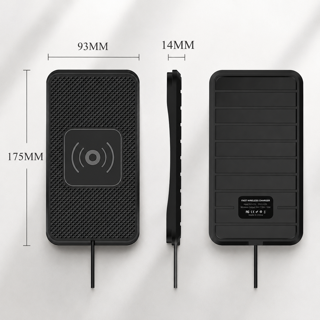 Premium Wireless Car Charger Fast Charging Anti Slip Silicone Pad Dashboard Charging Dock Smartphone Compatible