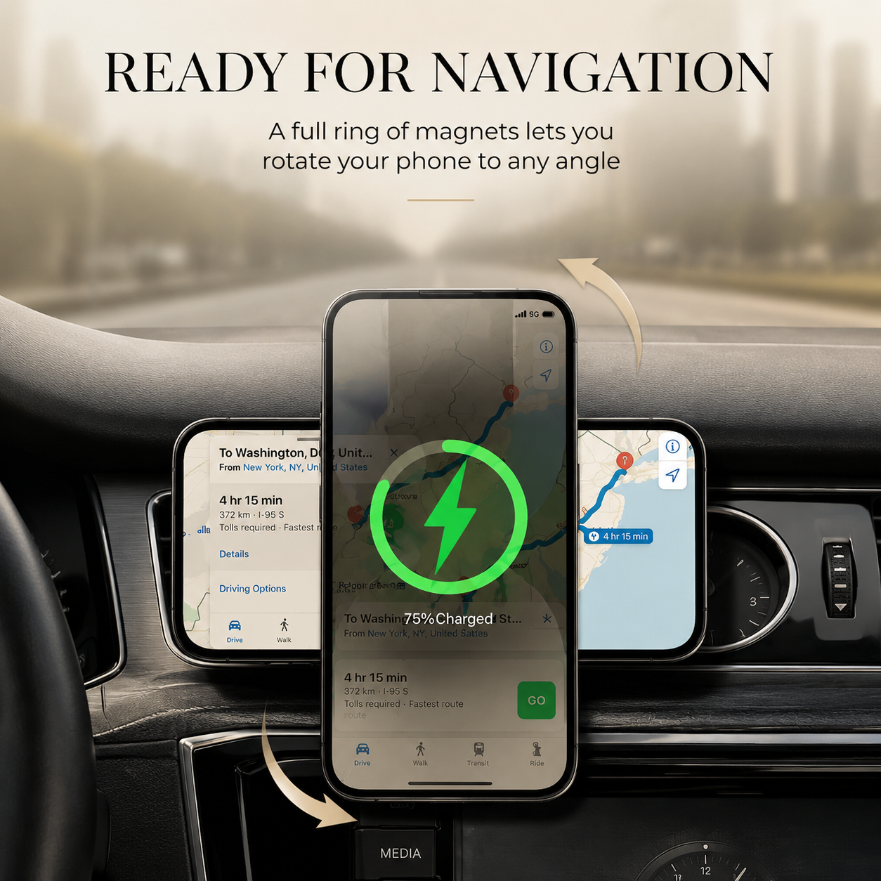 Premium Wireless Car Charger MagSafe Compatible Fast Charging Magnetic Phone Mount Dashboard Vent Holder Wireless Charging Dock