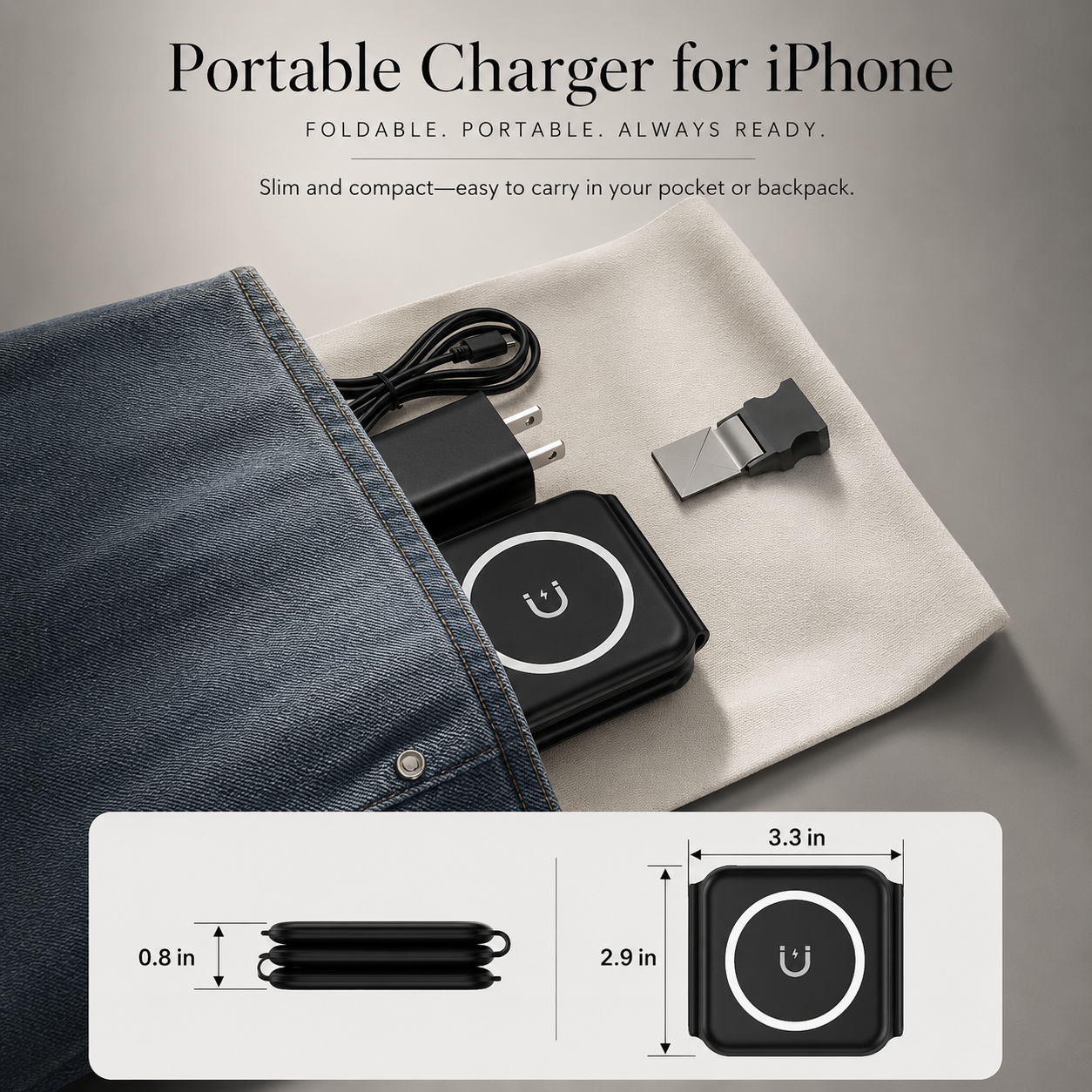 Premium Wireless Charger 3 In 1 Foldable MagSafe Compatible Fast Charging Aluminum Dock Station Magnetic Multi Device Charging Stand