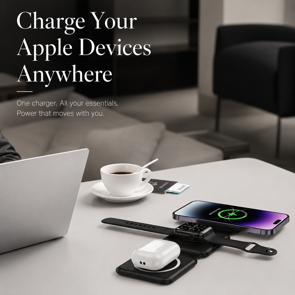 Premium Wireless Charger 3 In 1 Foldable MagSafe Compatible Fast Charging Aluminum Dock Station Magnetic Multi Device Charging Stand
