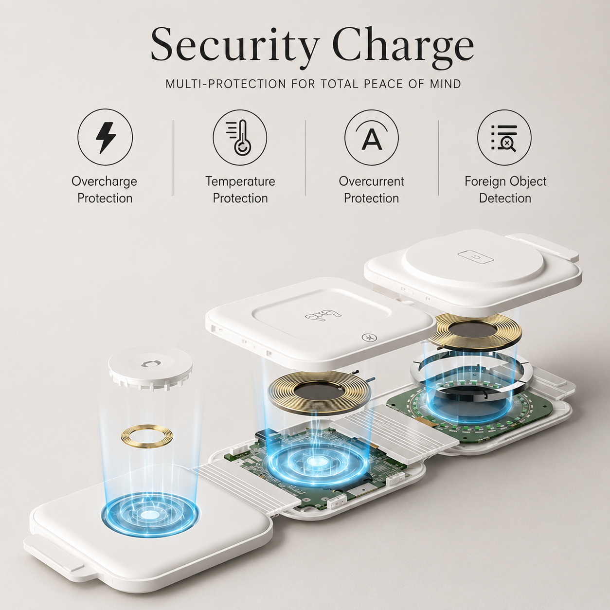 Premium Wireless Charger 3 In 1 Foldable MagSafe Compatible Fast Charging Station Magnetic Portable Charging Dock Smartphone Watch Earbuds