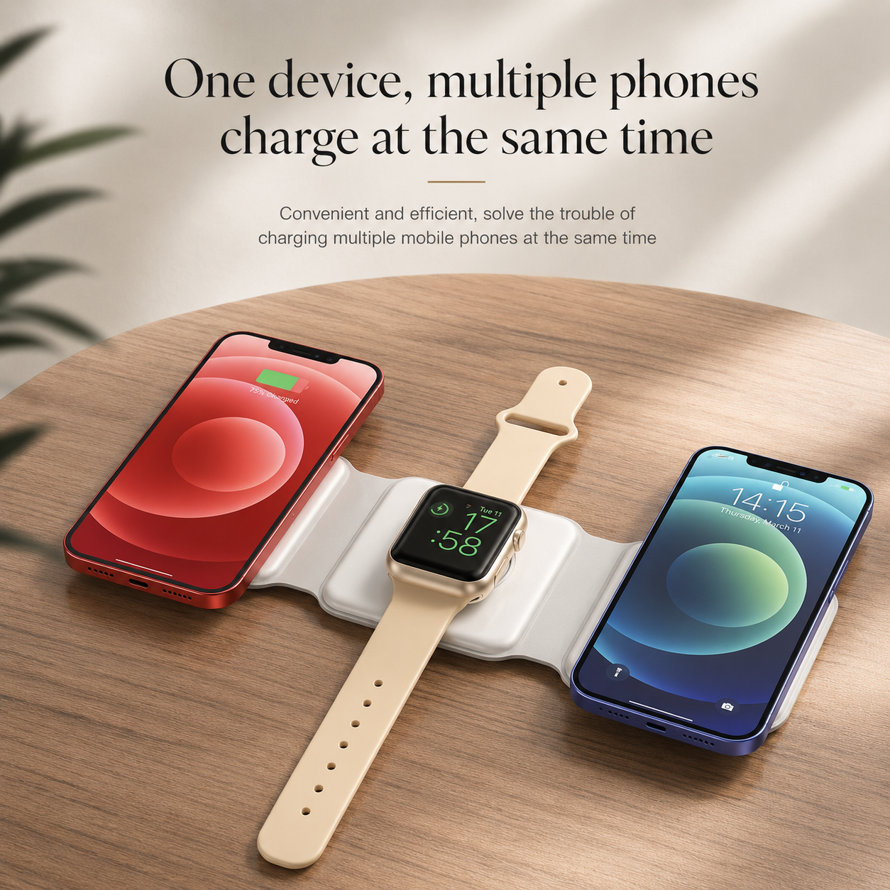 Premium Wireless Charger 3 In 1 Foldable MagSafe Compatible Fast Charging Station Magnetic Portable Charging Dock Smartphone Watch Earbuds
