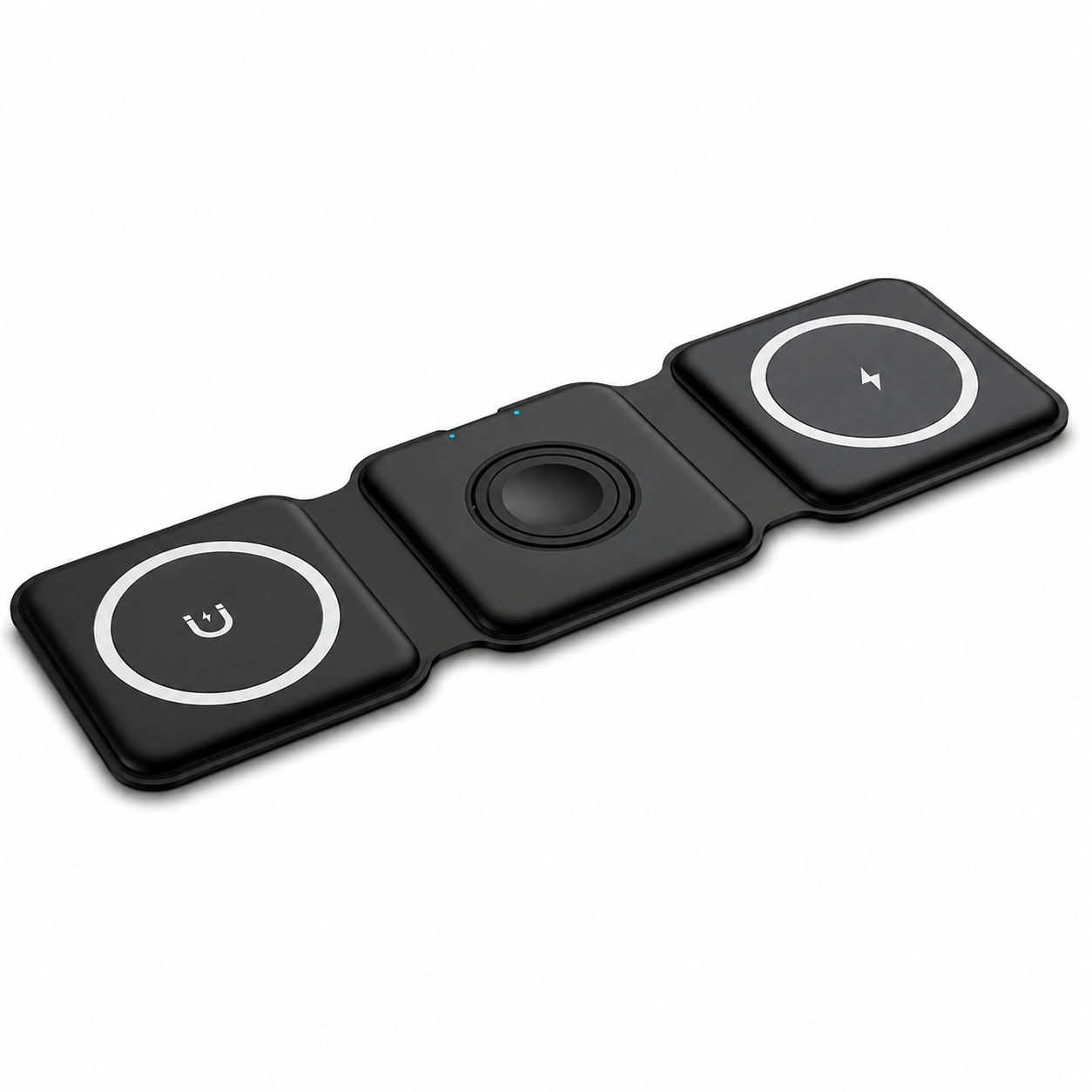 Premium Wireless Charger 3 In 1 Foldable MagSafe Compatible Fast Charging Station Magnetic Portable Charging Dock Smartphone Watch Earbuds