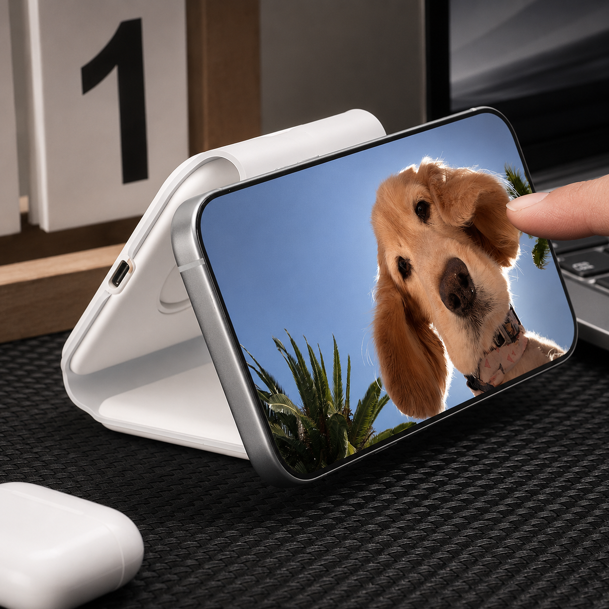 Premium Wireless Charger 3 In 1 Foldable MagSafe Compatible Fast Charging Station Magnetic Portable Charging Dock Smartphone Watch Earbuds