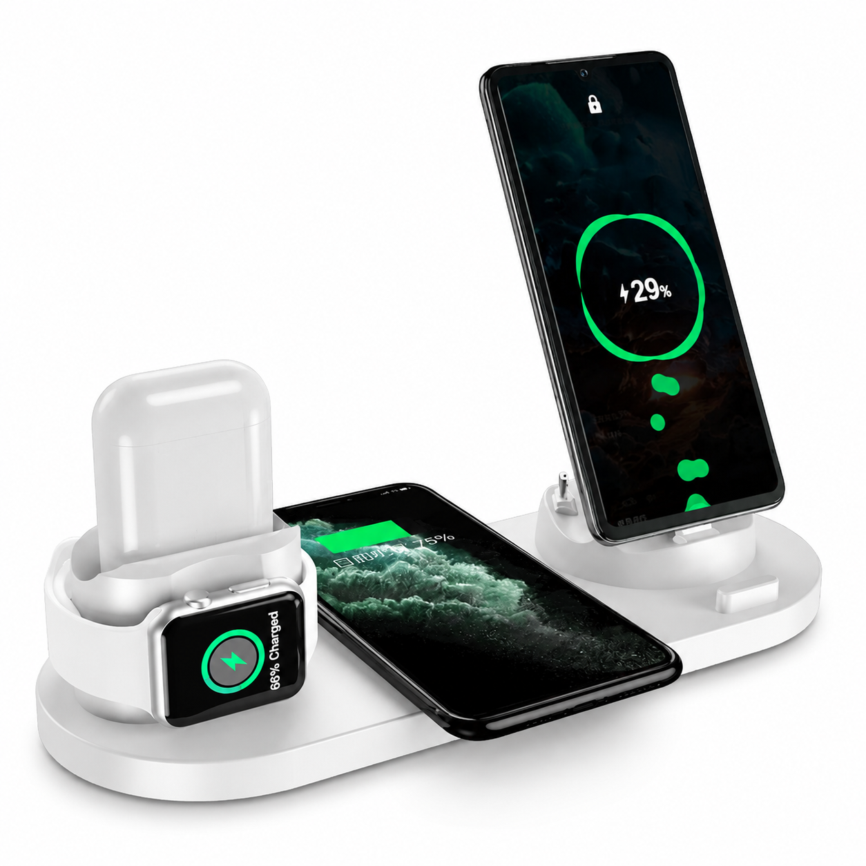 Premium Wireless Charger 7 In 1 Fast Charging Station Foldable Multi Device Charging Dock Smartphone Watch Earbuds Compatible