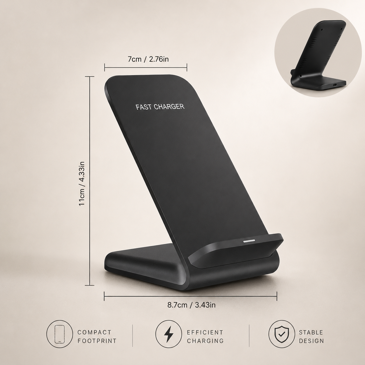 Premium Wireless Charger Fast Charging Foldable Charging Stand Portable Charging Pad Wireless Charging Dock Smartphone Earbuds Compatible