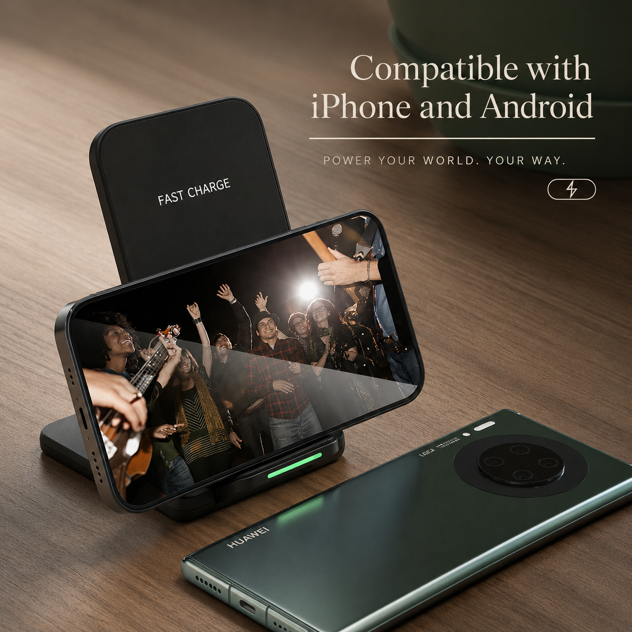Premium Wireless Charger Fast Charging Foldable Charging Stand Portable Charging Pad Wireless Charging Dock Smartphone Earbuds Compatible