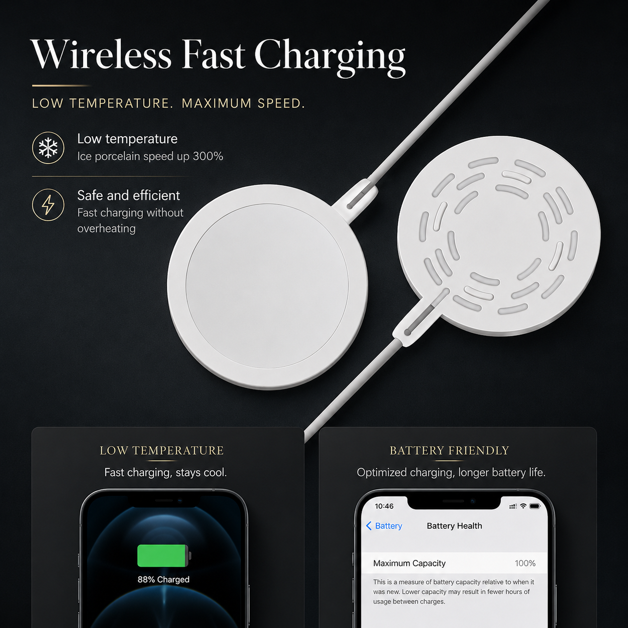 Premium Wireless Charger MagSafe Compatible Fast Charging Magnetic Charging Pad Slim Charging Dock Smartphone Earbuds Compatible