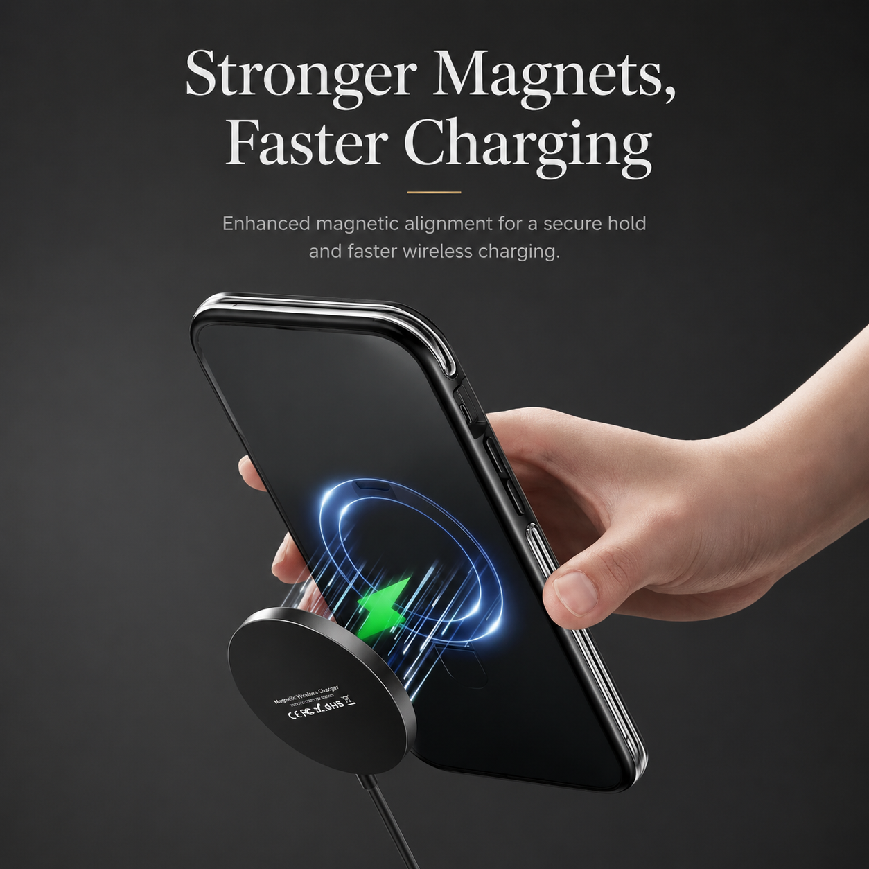 Premium Wireless Charger MagSafe Compatible Fast Charging Magnetic Stand USB C PD Smartphone Charging Dock Station