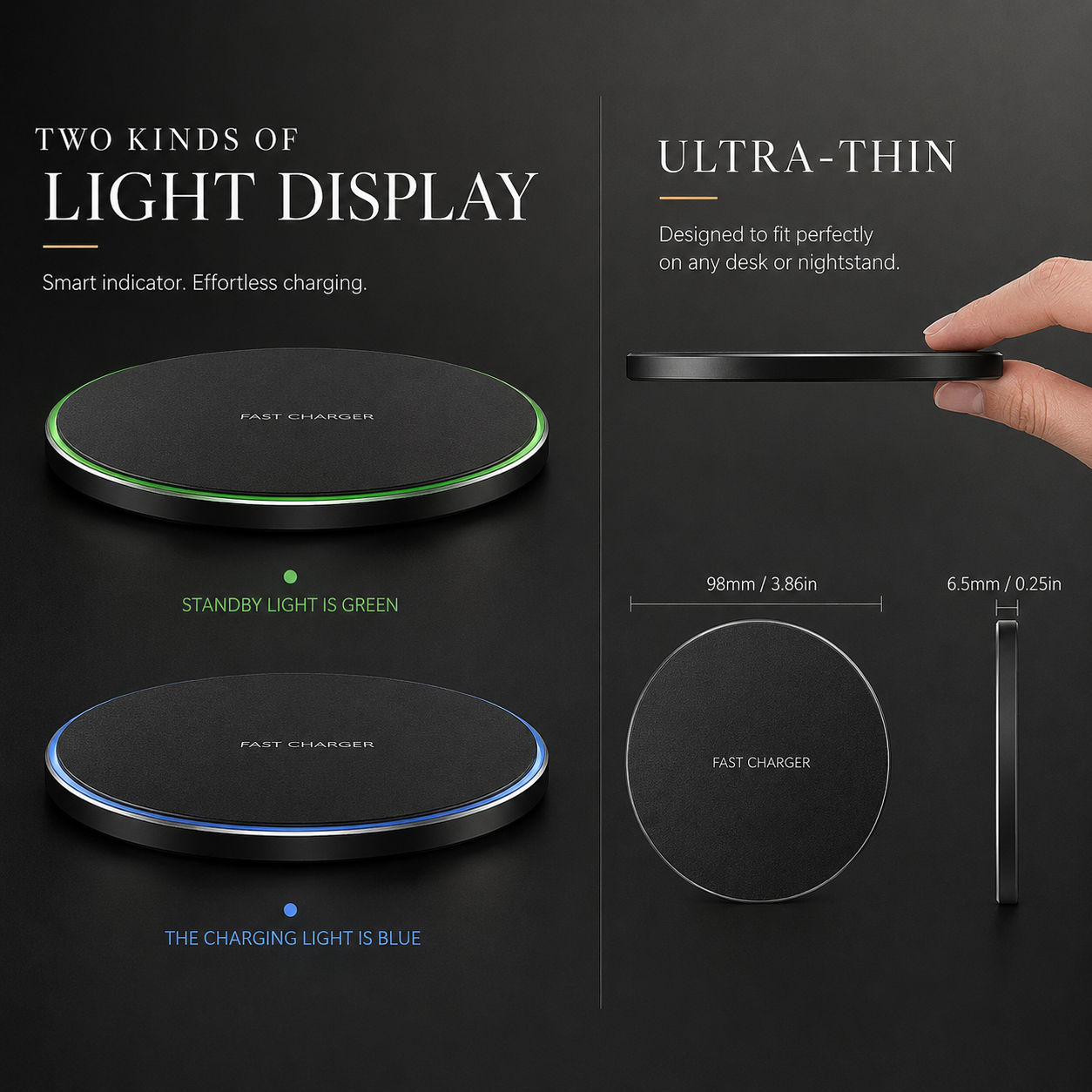Premium Wireless Charger MagSafe Compatible Fast Charging Pad USB C Qi Wireless Charging Slim Design