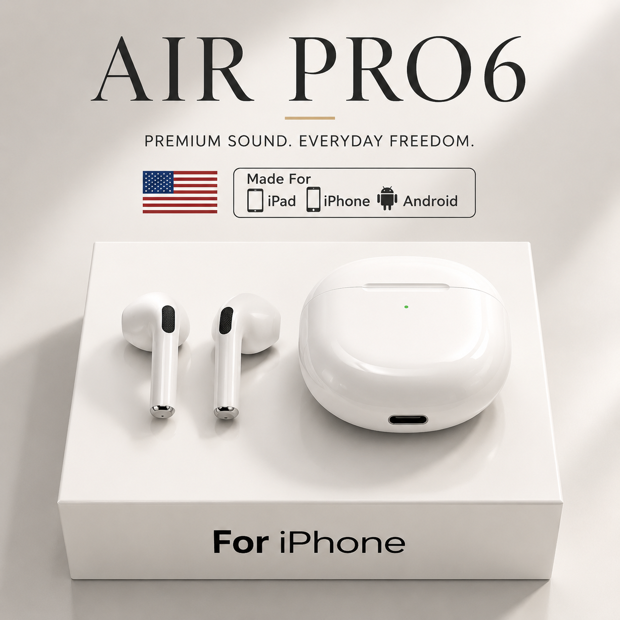 Premium Wireless Earbuds Bluetooth Compatible Touch Control Stereo Sound Sport Headset Mini In Ear Design