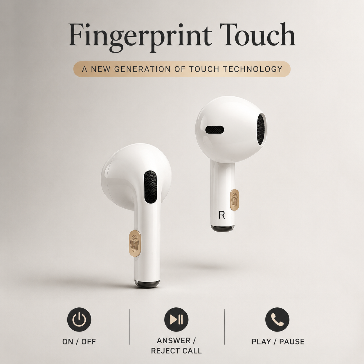 Premium Wireless Earbuds Bluetooth Compatible Touch Control Stereo Sound Sport Headset Mini In Ear Design