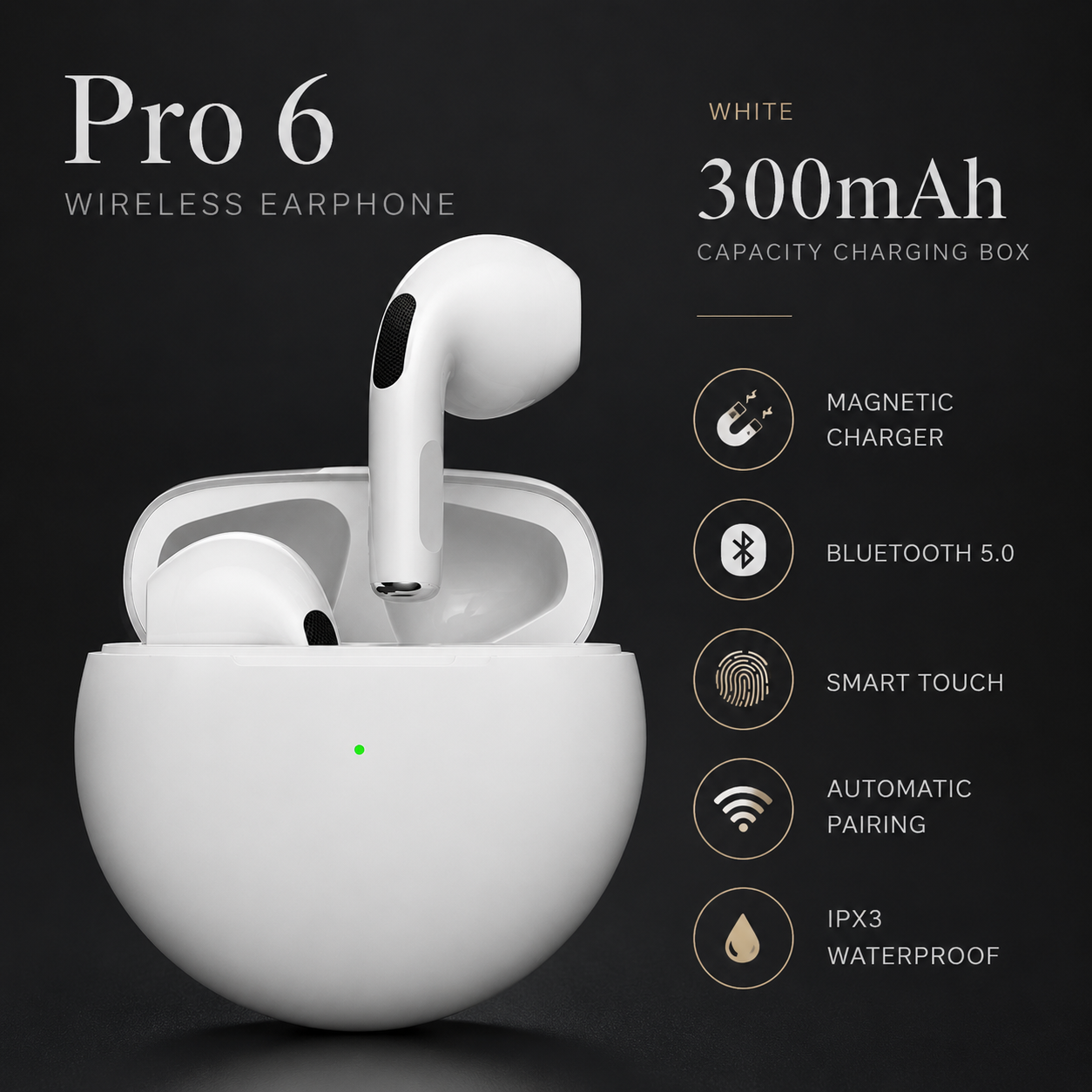 Premium Wireless Earbuds Bluetooth Compatible Touch Control Stereo Sound Sport Headset Mini In Ear Design
