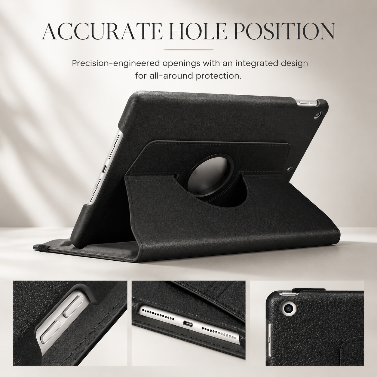 Premium iPad Case 360 Rotating Stand PU Leather Smart Cover Protective Tablet Case Multi Angle Viewing Support