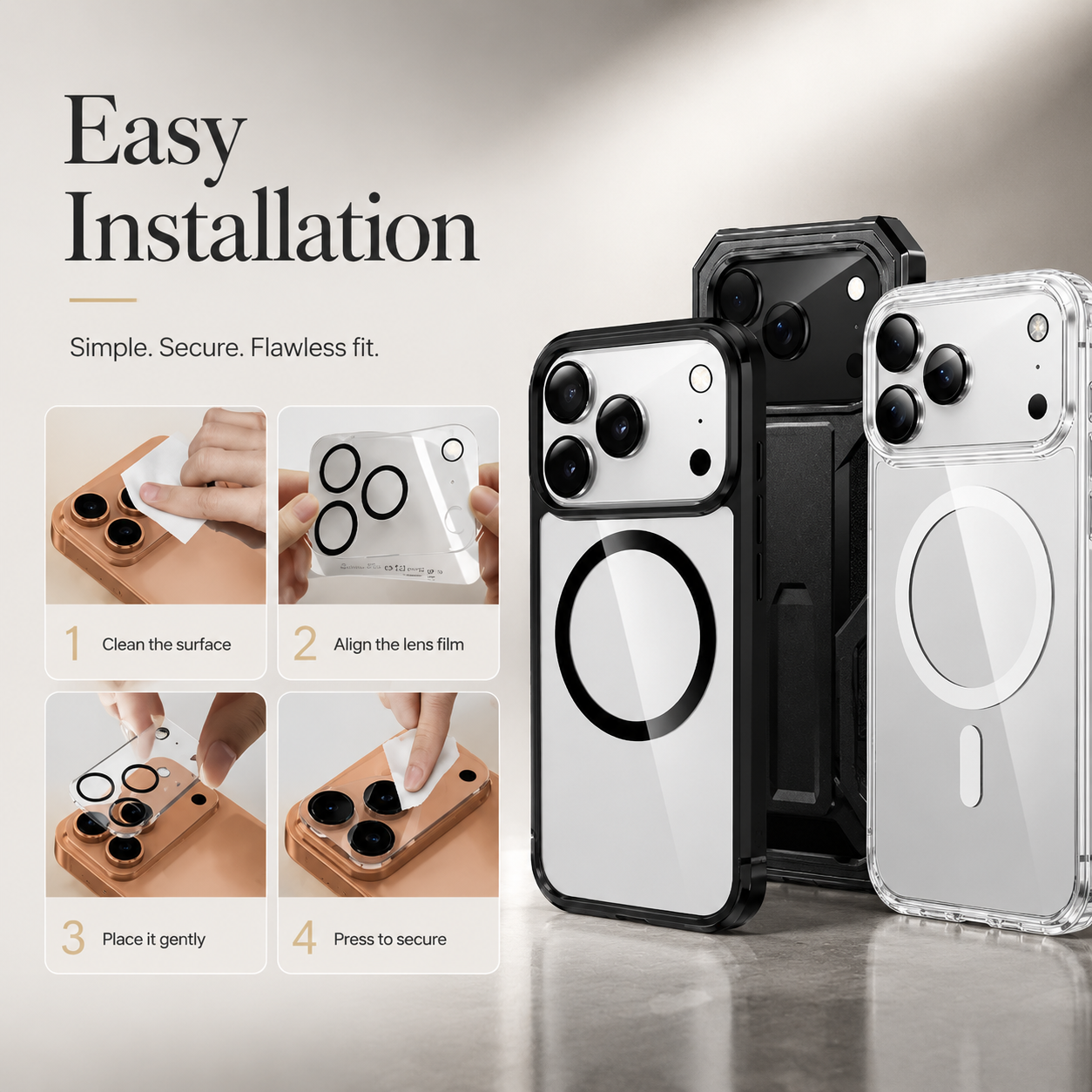 Premium iPhone Camera Lens Protector 9H Tempered Glass Ultra Clear Scratch Resistant Drop Protection Precision Fit Cover