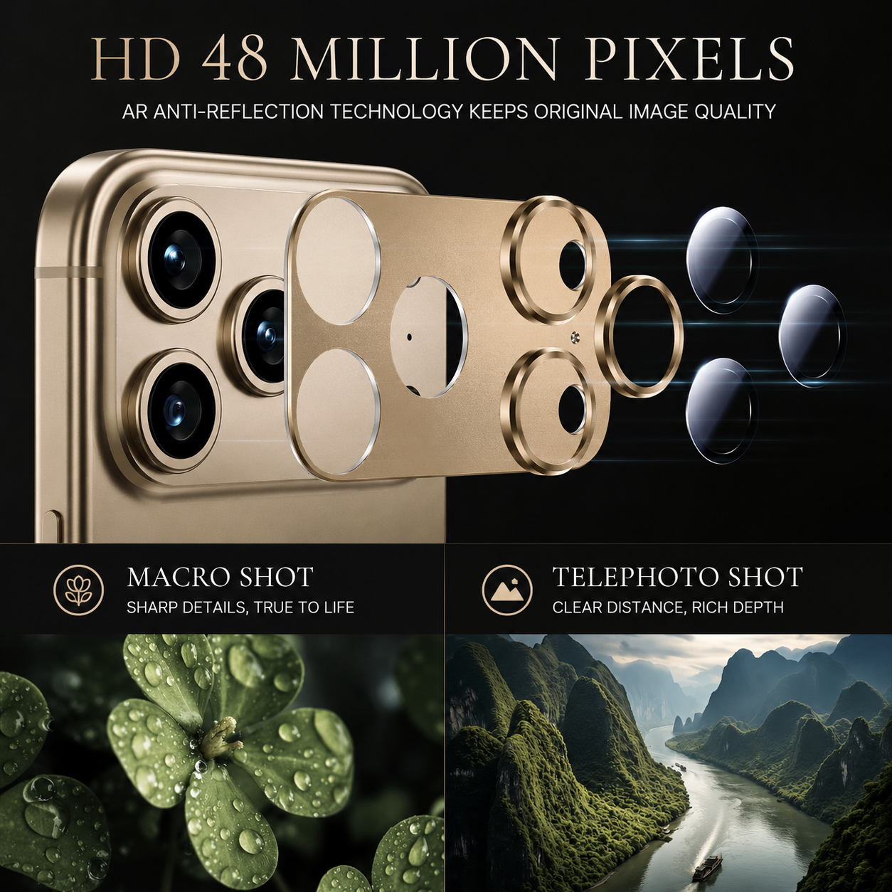 Premium iPhone Camera Lens Protector Tempered Glass Alloy Ring Shatterproof Scratch Resistant Shockproof Precision Fit Protective Cover
